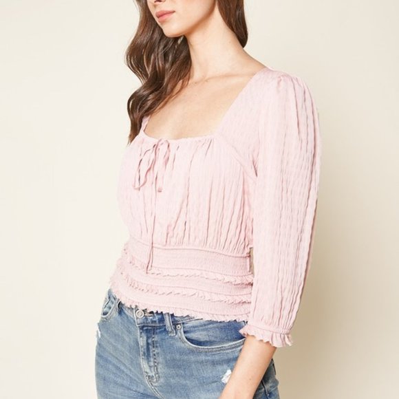 Pink Smocked baby doll crop top - Picture 5 of 10